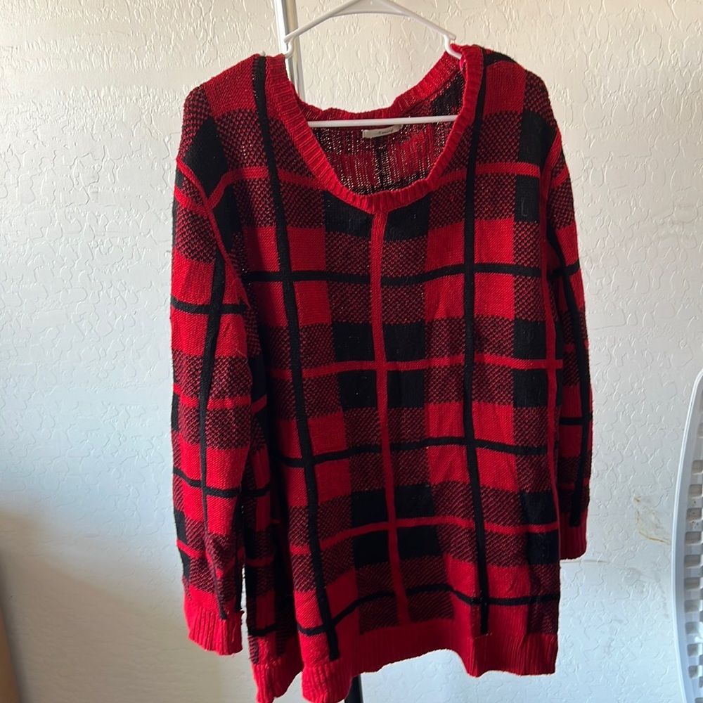 Black &Red Plaid Knit Sweater